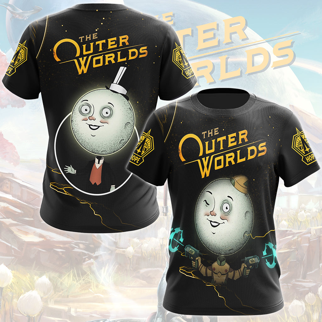 The Outer Worlds Video Game All Over Printed T-shirt Tank Top Zip Hoodie Pullover Hoodie Hawaiian Shirt Beach Shorts Joggers T-shirt