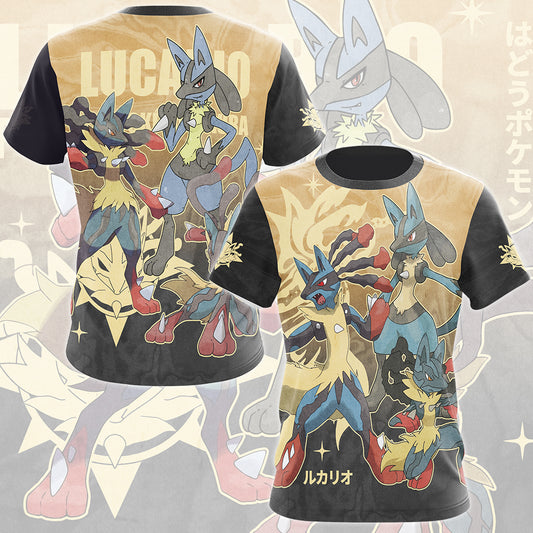 Pokemon Lucario Video Game All Over Printed T-shirt Tank Top Zip Hoodie Pullover Hoodie Hawaiian Shirt Beach Shorts Joggers)