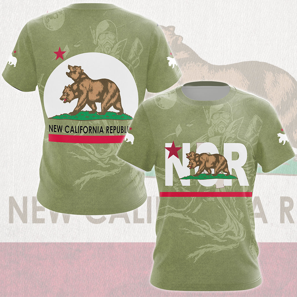 Fallout New California Republic (NCR) Video Game All Over Printed T-shirt Tank Top Zip Hoodie Pullover Hoodie Hawaiian Shirt Beach Shorts Joggers