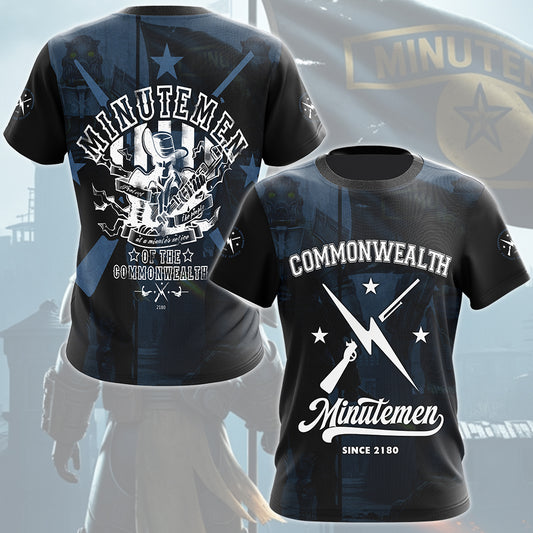 Fallout Commonwealth Minutemen Video Game All Over Printed T-shirt Tank Top Zip Hoodie Pullover Hoodie Hawaiian Shirt Beach Shorts Joggers