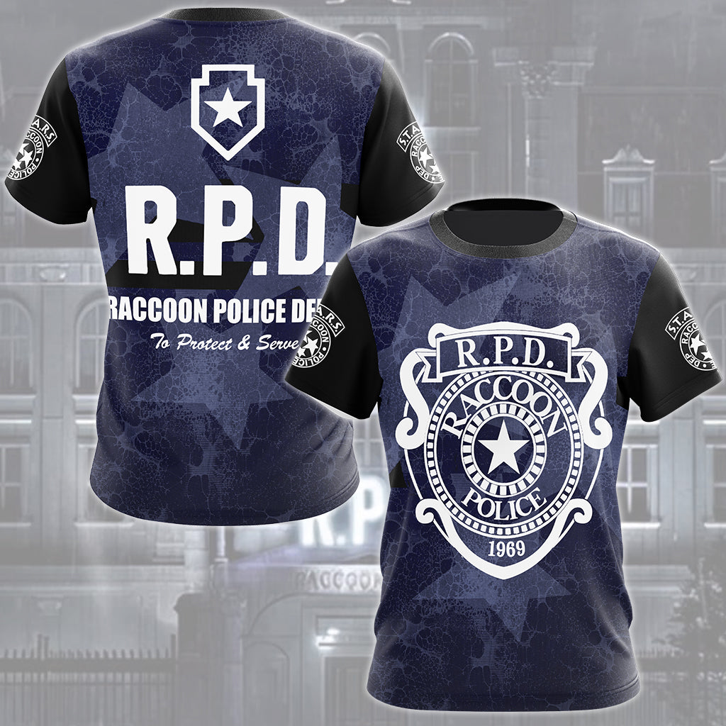 Resident Evil Raccoon City Police Department (R.P.D.) Video Game All Over Printed T-shirt Tank Top Zip Hoodie Pullover Hoodie Hawaiian Shirt Beach Shorts Joggers