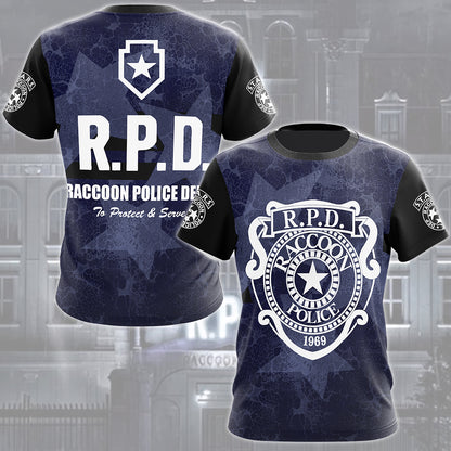 Resident Evil Raccoon City Police Department (R.P.D.) Video Game All Over Printed T-shirt Tank Top Zip Hoodie Pullover Hoodie Hawaiian Shirt Beach Shorts Joggers