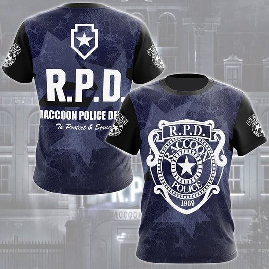 Resident Evil Raccoon City Police Department (R.P.D.) Video Game All Over Printed T-shirt Tank Top Zip Hoodie Pullover Hoodie Hawaiian Shirt Beach Shorts Joggers T-shirt