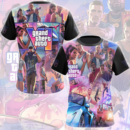 Grand Theft Auto VI Video Game All Over Printed T-shirt Tank Top Zip Hoodie Pullover Hoodie Hawaiian Shirt Beach Shorts Joggers