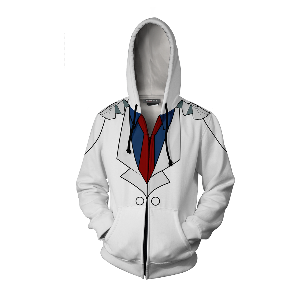 Detective Conan Kuroba Kaito (Kaitou Kid) Cosplay Zip Up Hoodie Jacket
