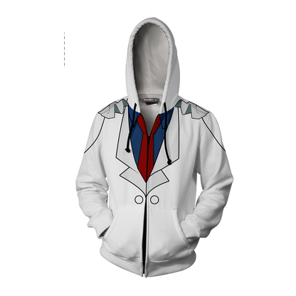 Detective Conan Kuroba Kaito (Kaitou Kid) Cosplay Zip Up Hoodie Jacket