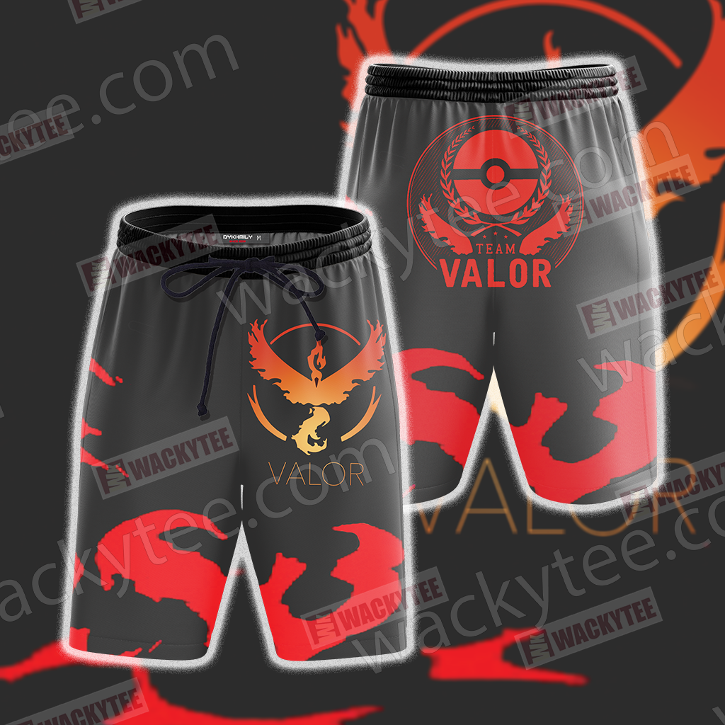 Team Valor Pokemon Go Unisex 3D T-shirt Beach Shorts