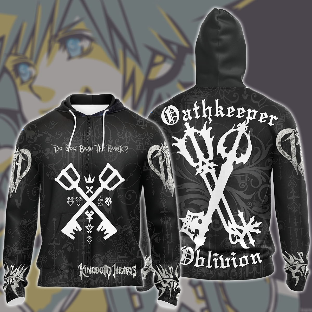 Kingdom Hearts Oathkeeper and Oblivion Video Game Unisex 3D T-shirt Zip Hoodie