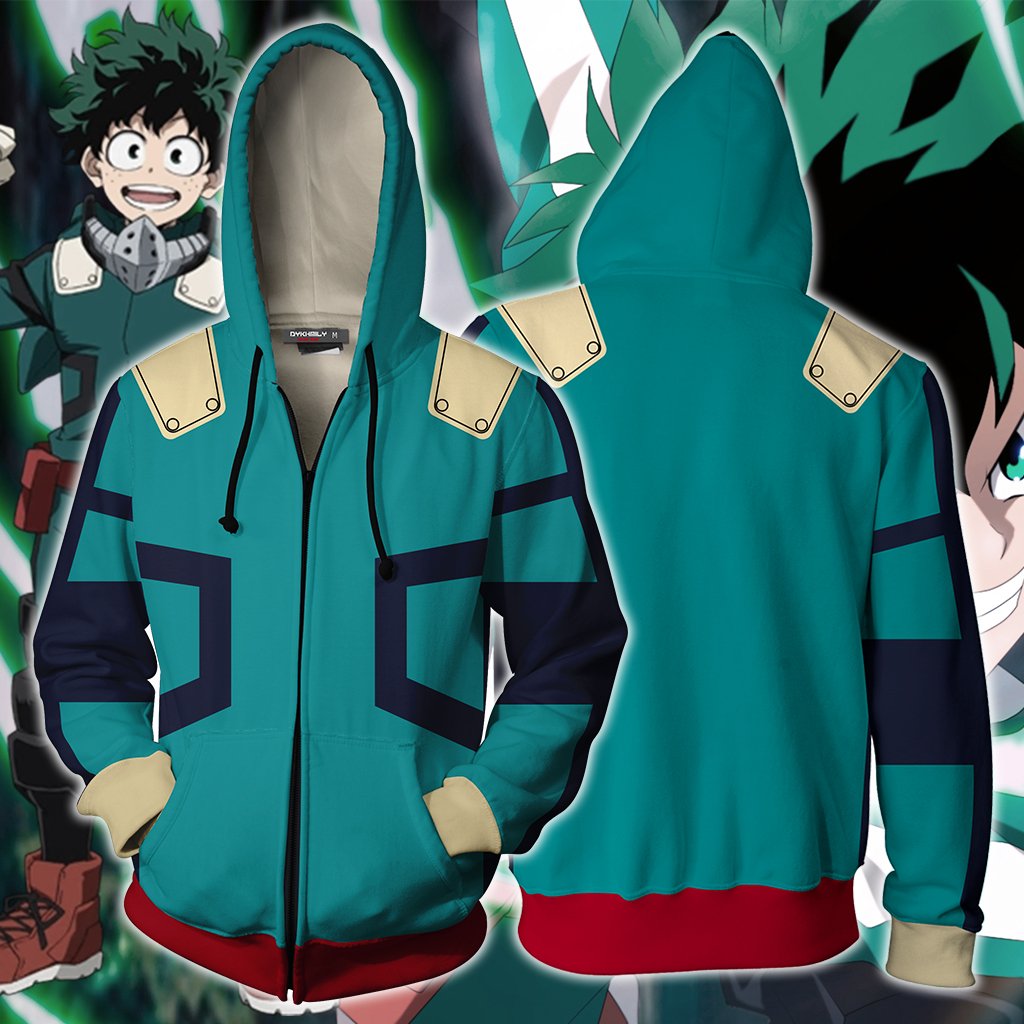 Boku No Hero Academia Izuku Midoriya Cosplay Zip Up Hoodie Jacket 5XL