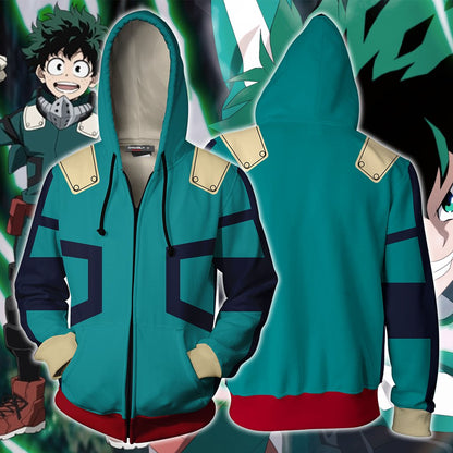 Boku No Hero Academia Izuku Midoriya Cosplay Zip Up Hoodie Jacket 5XL