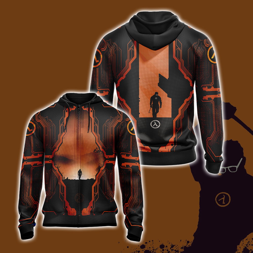 Half-Life Video Game Unisex 3D T-shirt Zip Hoodie