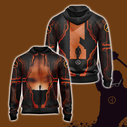 Half-Life Video Game Unisex 3D T-shirt Zip Hoodie