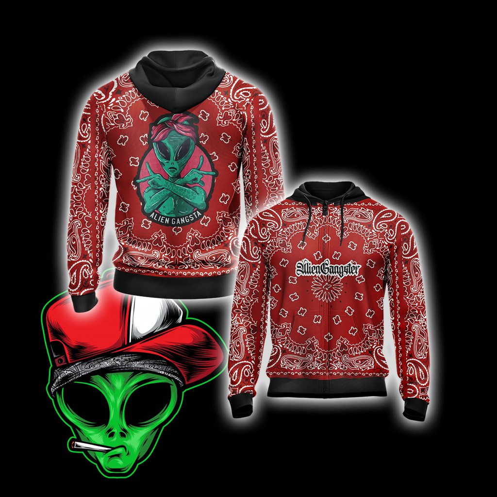 Alien Gangsta Unisex 3D T-shirt Zip Hoodie