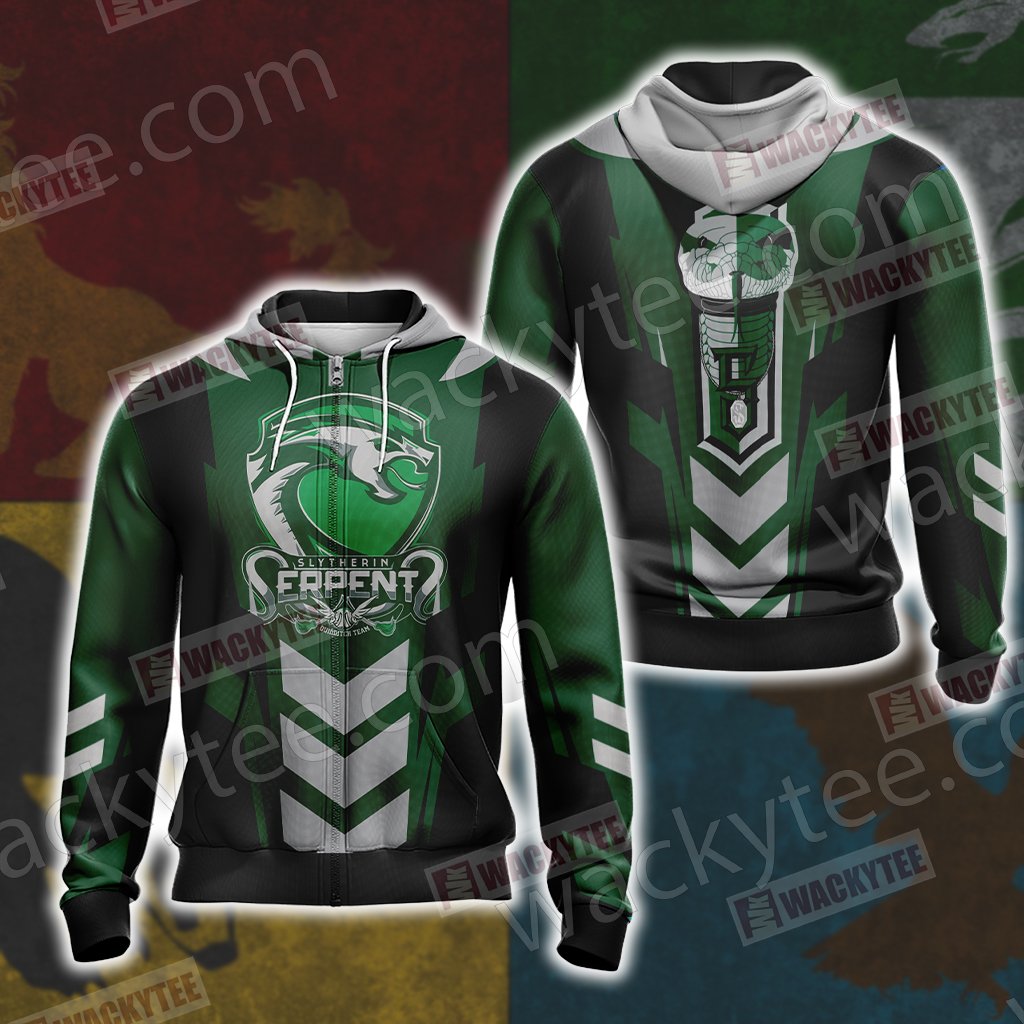Harry Potter - Slytherin House Sporty Style Unisex Unisex 3D T-shirt Zip Hoodie S