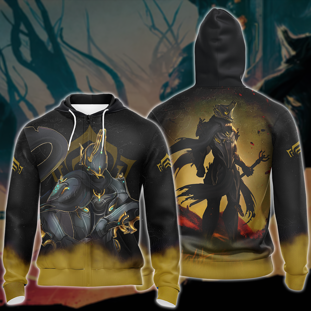 Warframe Video Game All Over Printed T-shirt Tank Top Zip Hoodie Pullover Hoodie Hawaiian Shirt Beach Shorts Joggers Zip Hoodie