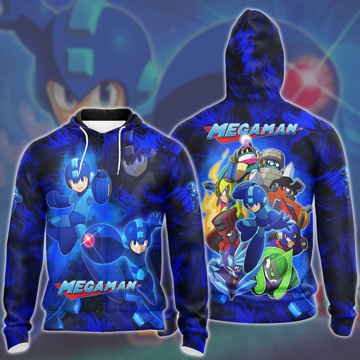 Mega Man Video Game All Over Printed T-shirt Tank Top Zip Hoodie Pullover Hoodie Hawaiian Shirt Beach Shorts Joggers Zip Hoodie