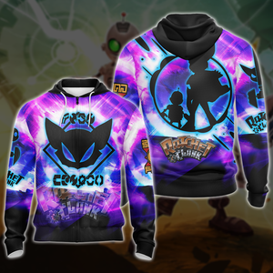 Ratchet & Clank All Over Print T-shirt Tank Top Zip Hoodie Pullover Hoodie Hawaiian Shirt Zip Hoodie S 