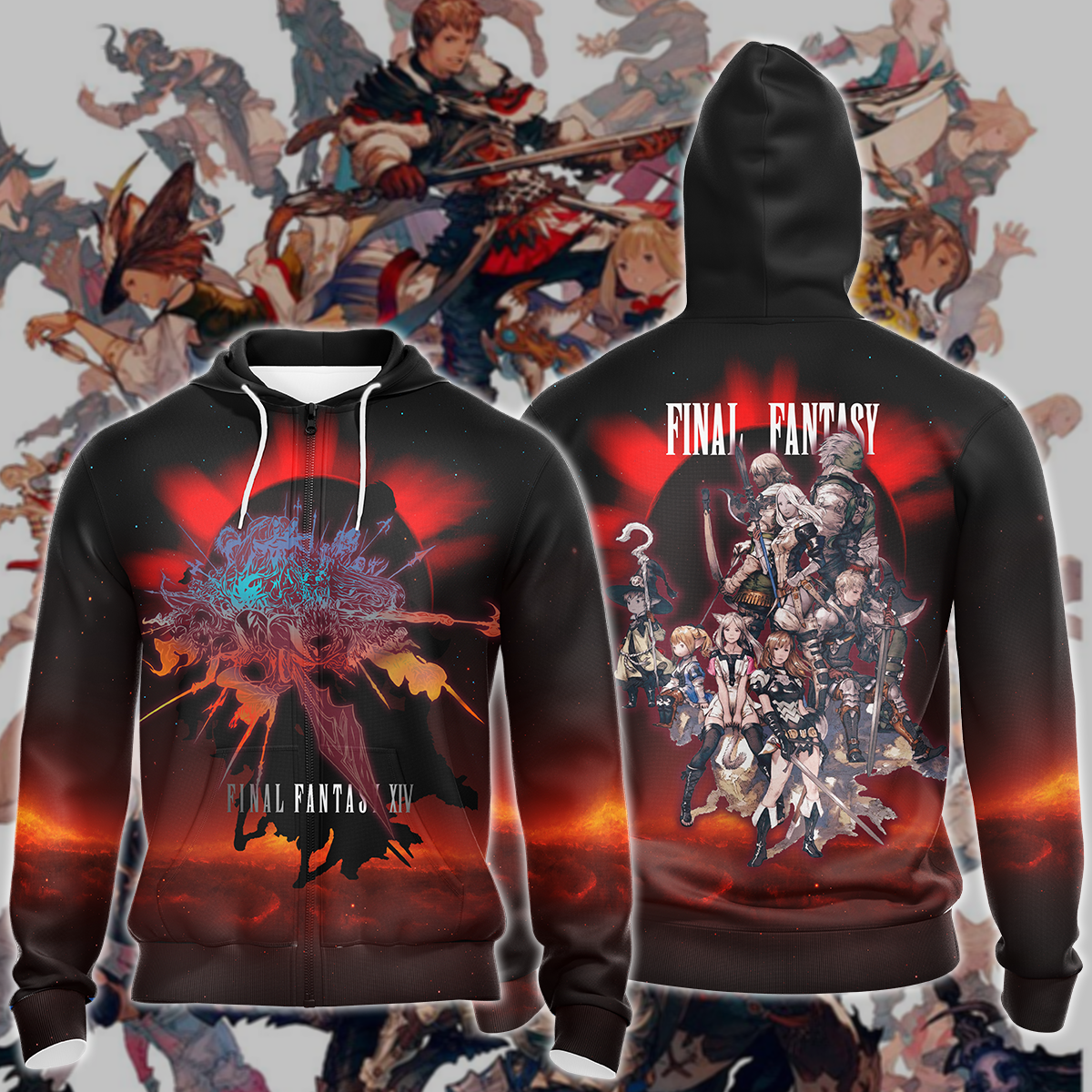 Final Fantasy XIV Video Game 3D All Over Print T-shirt Tank Top Zip Hoodie Pullover Hoodie Hawaiian Shirt Beach Shorts Jogger Zip Hoodie