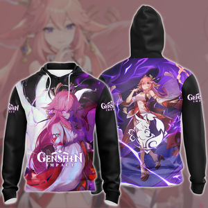 Genshin Impact Yae Miko Video Game All Over Printed T-shirt Tank Top Zip Hoodie Pullover Hoodie Hawaiian Shirt Beach Shorts Joggers Zip Hoodie S 