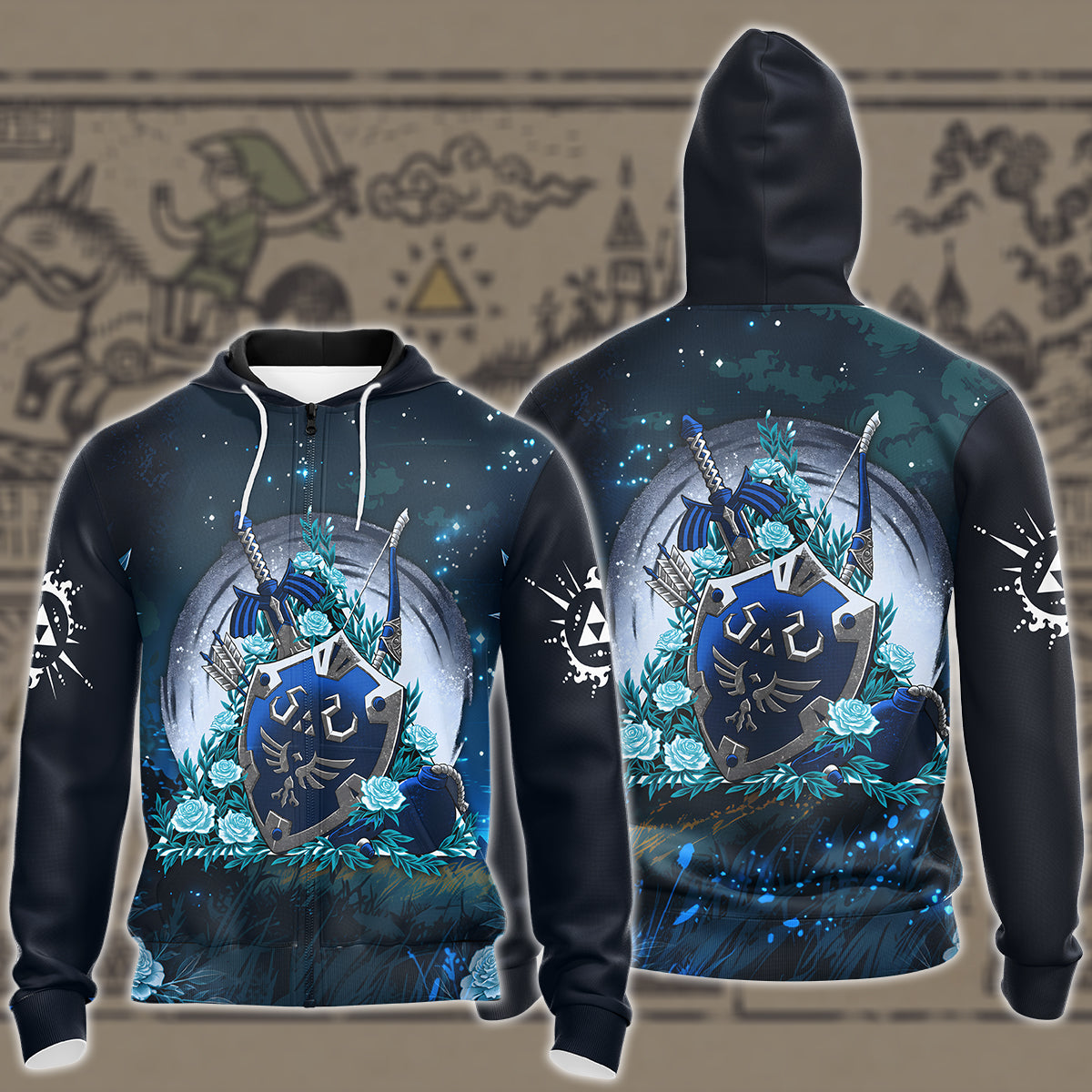 The Legend of Zelda Legendary Artifacts Video Game All Over Printed T-shirt Tank Top Zip Hoodie Pullover Hoodie Hawaiian Shirt Beach Shorts Joggers