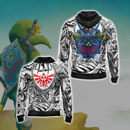 Legend Of Zelda Hylian Shield Unisex 3D T-shirt Zip Hoodie