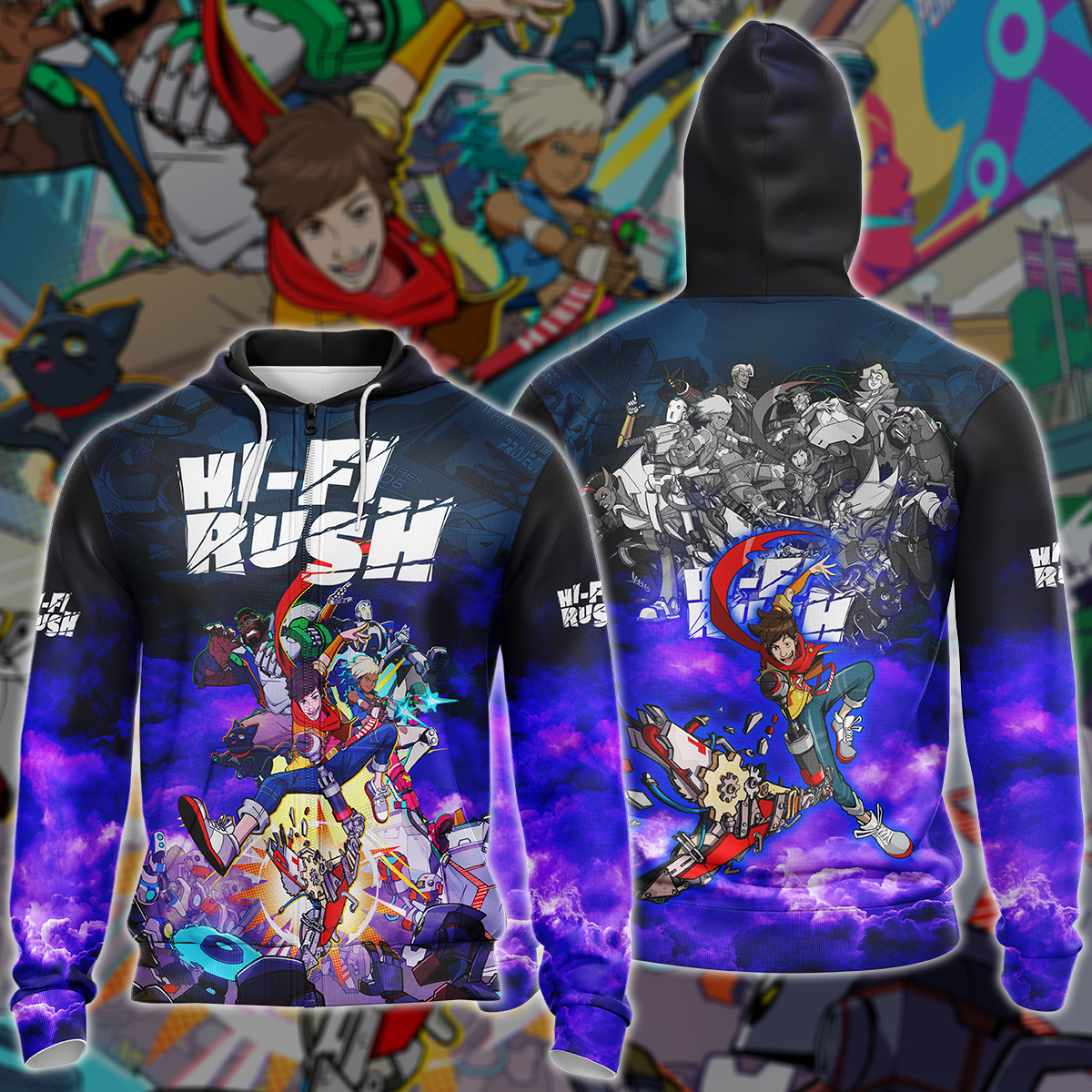 Hi-Fi RUSH Video Game 3D All Over Printed T-shirt Tank Top Zip Hoodie Pullover Hoodie Hawaiian Shirt Beach Shorts Jogger Zip Hoodie