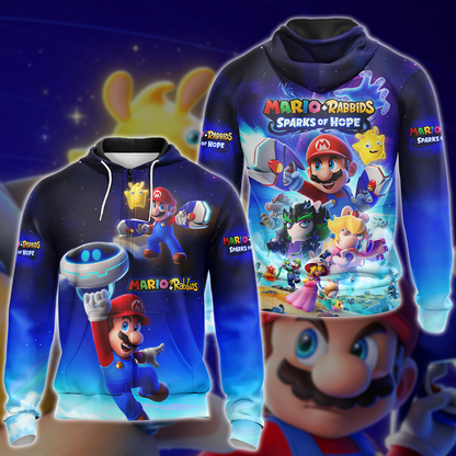 Mario + Rabbids Sparks of Hope Video Game 3D All Over Printed T-shirt Tank Top Zip Hoodie Pullover Hoodie Hawaiian Shirt Beach Shorts Jogger Zip Hoodie