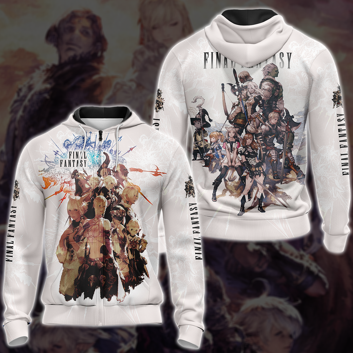 Final Fantasy XIV Video Game 3D All Over Print T-shirt Tank Top Zip Hoodie Pullover Hoodie Hawaiian Shirt Beach Shorts Jogger Zip Hoodie