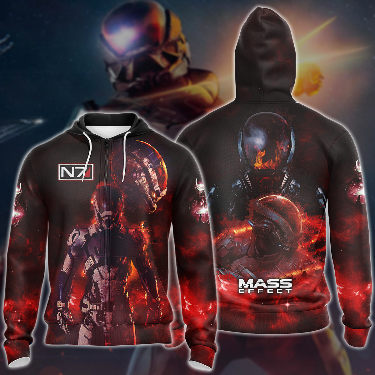 Mass Effect Video Game 3D All Over Printed T-shirt Tank Top Zip Hoodie Pullover Hoodie Hawaiian Shirt Beach Shorts Jogger Zip Hoodie