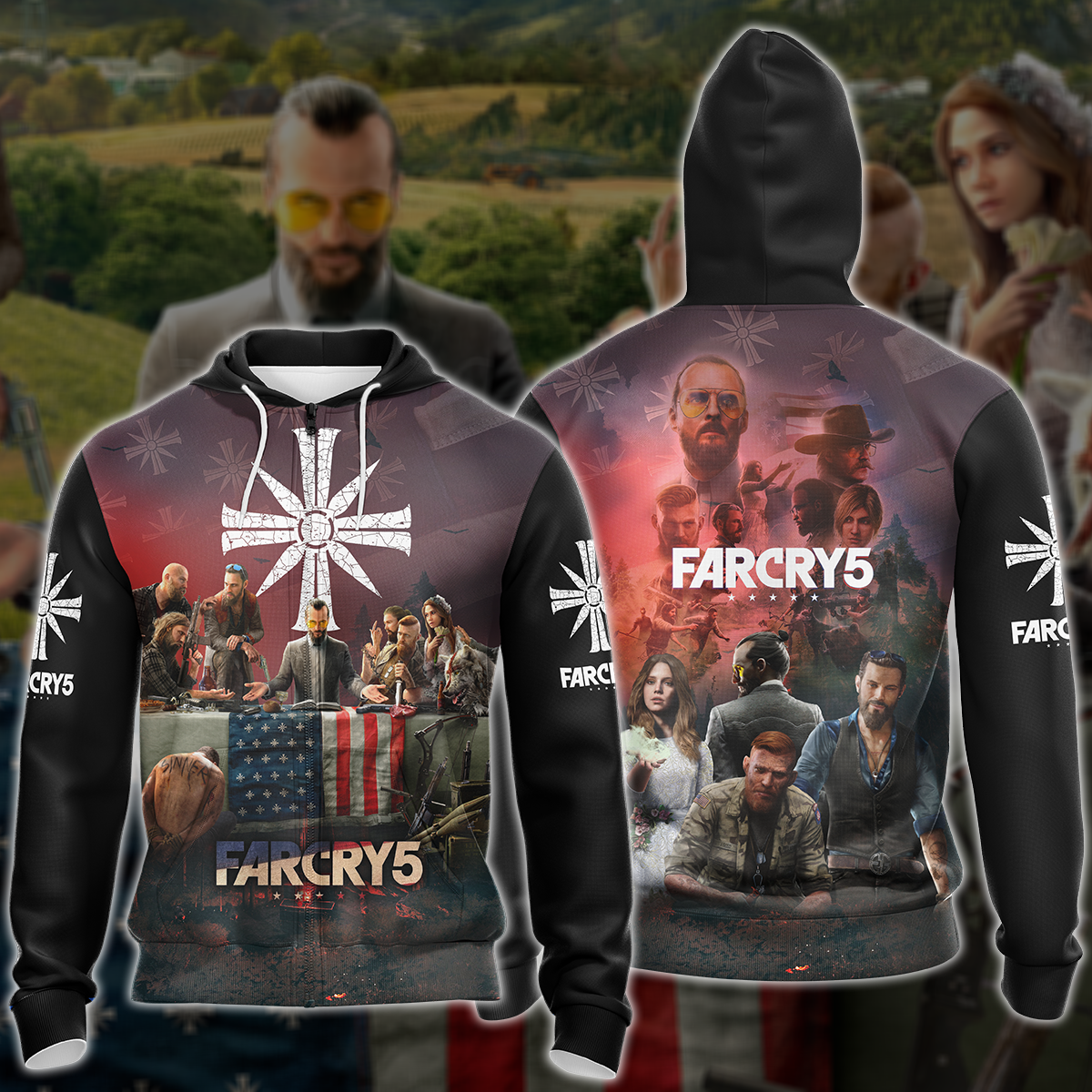 Far Cry 5 Video Game 3D All Over Printed T-shirt Tank Top Zip Hoodie Pullover Hoodie Hawaiian Shirt Beach Shorts Jogger Zip Hoodie
