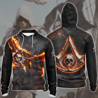 Assassin's Creed Black Flag Video Game All Over Printed T-shirt Tank Top Zip Hoodie Pullover Hoodie Hawaiian Shirt Beach Shorts Joggers Zip Hoodie