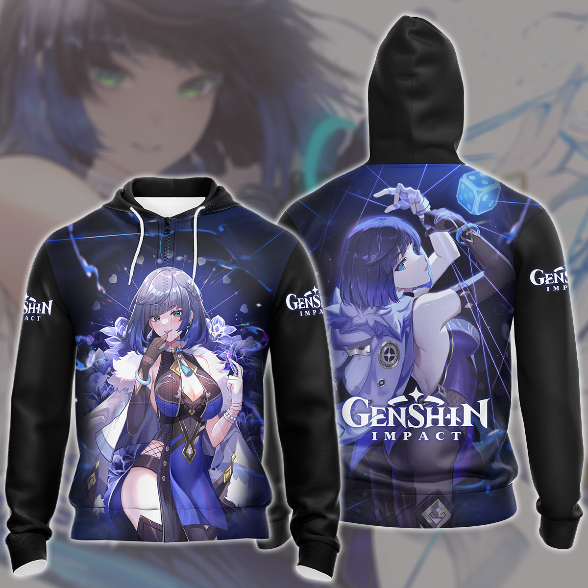 Genshin Impact Yelan Video Game All Over Printed T-shirt Tank Top Zip Hoodie Pullover Hoodie Hawaiian Shirt Beach Shorts Joggers Zip Hoodie