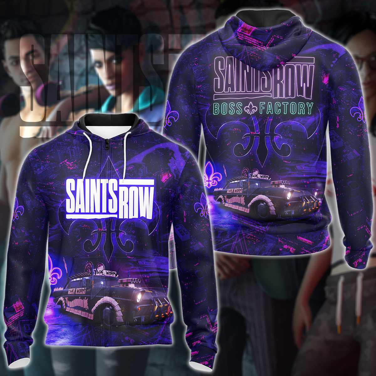 Saints Row Video Game 3D All Over Print T-shirt Tank Top Zip Hoodie Pullover Hoodie Hawaiian Shirt Beach Shorts Jogger Zip Hoodie