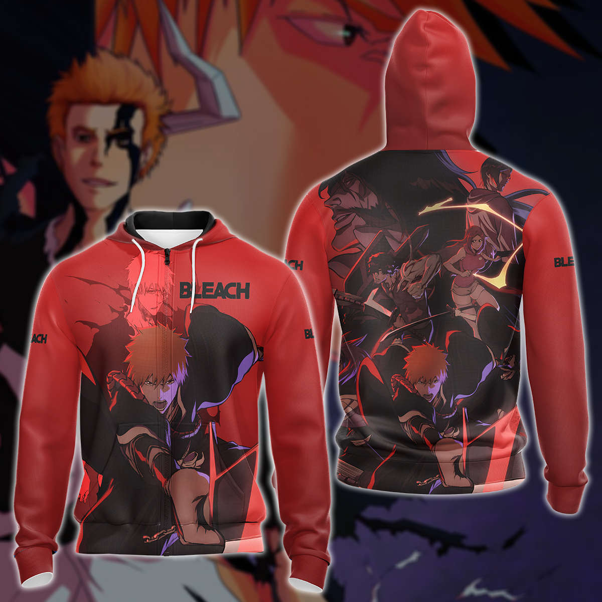 Bleach Anime 3D All Over Print T-shirt Tank Top Zip Hoodie Pullover Hoodie Hawaiian Shirt Beach Shorts Jogger Zip Hoodie