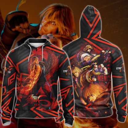 Street Fighter 6 Ken Video Game 3D All Over Printed T-shirt Tank Top Zip Hoodie Pullover Hoodie Hawaiian Shirt Beach Shorts Jogger Zip Hoodie