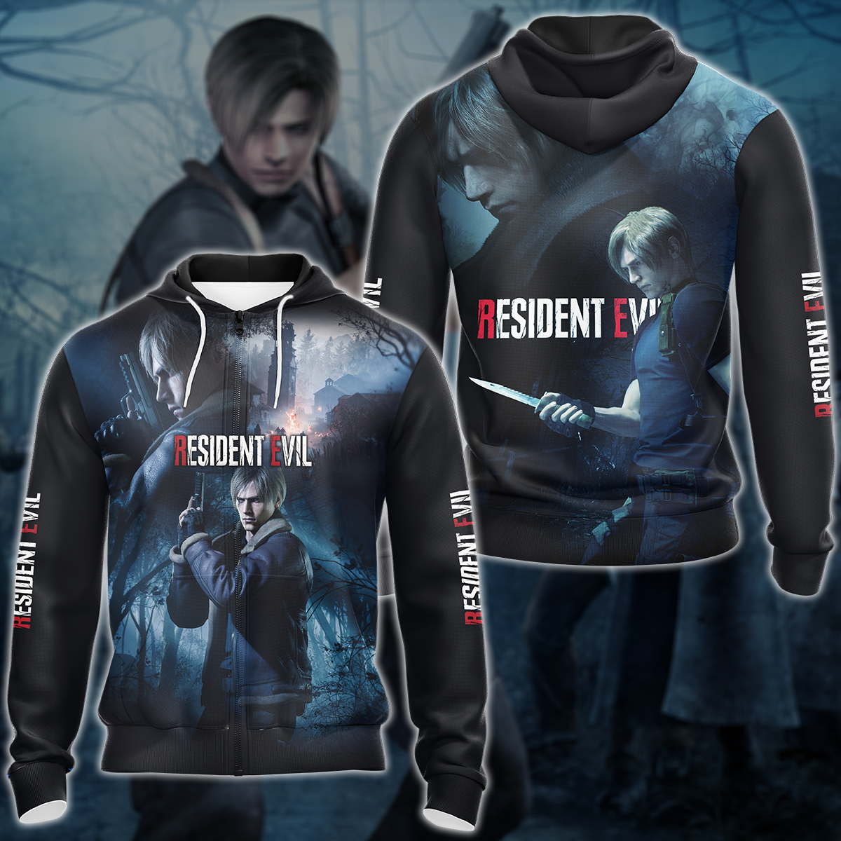 Resident Evil 4 Leon Kennedy Video Game 3D All Over Printed T-shirt Tank Top Zip Hoodie Pullover Hoodie Hawaiian Shirt Beach Shorts Jogger Zip Hoodie