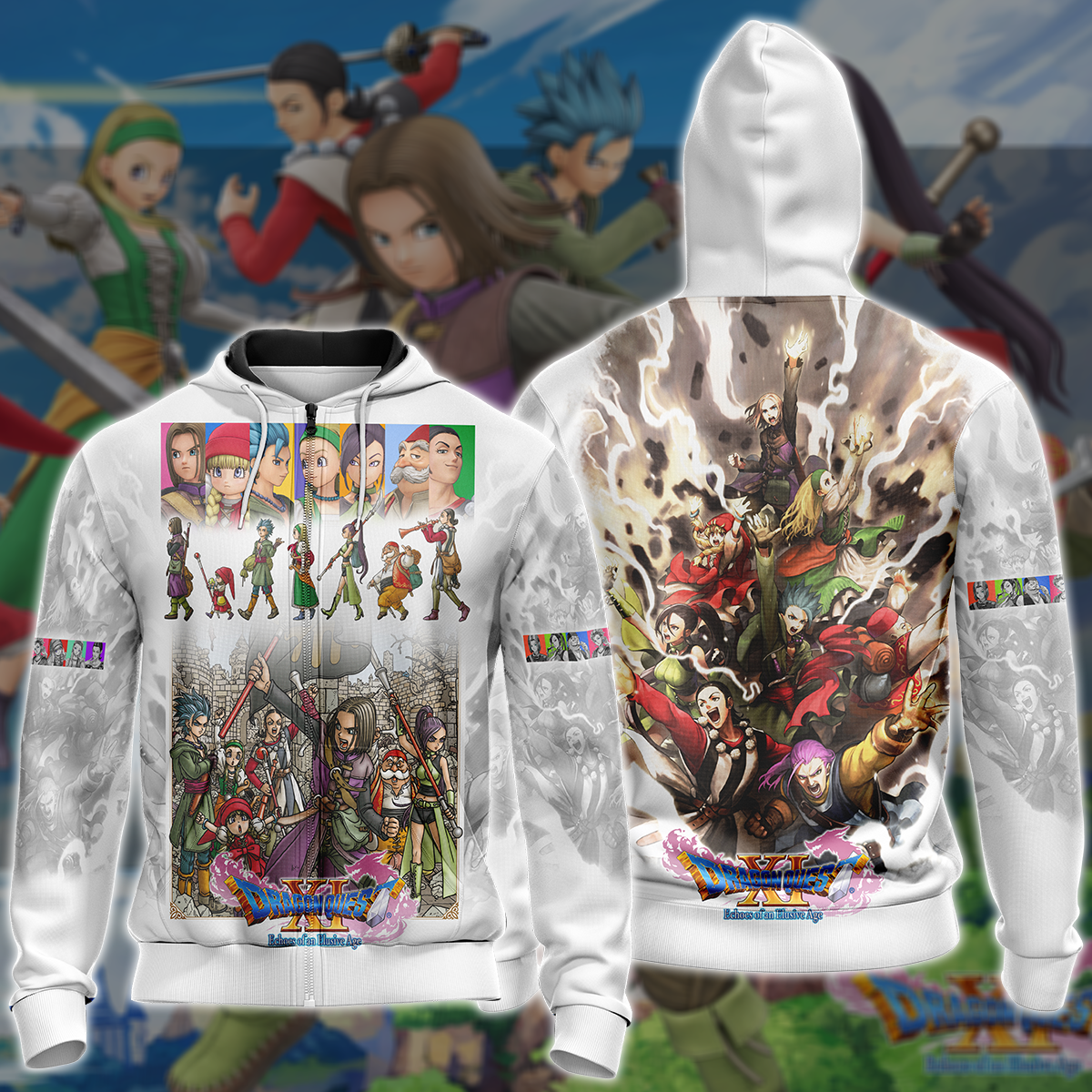 Dragon Quest XI Video Game 3D All Over Printed T-shirt Tank Top Zip Hoodie Pullover Hoodie Hawaiian Shirt Beach Shorts Jogger Zip Hoodie