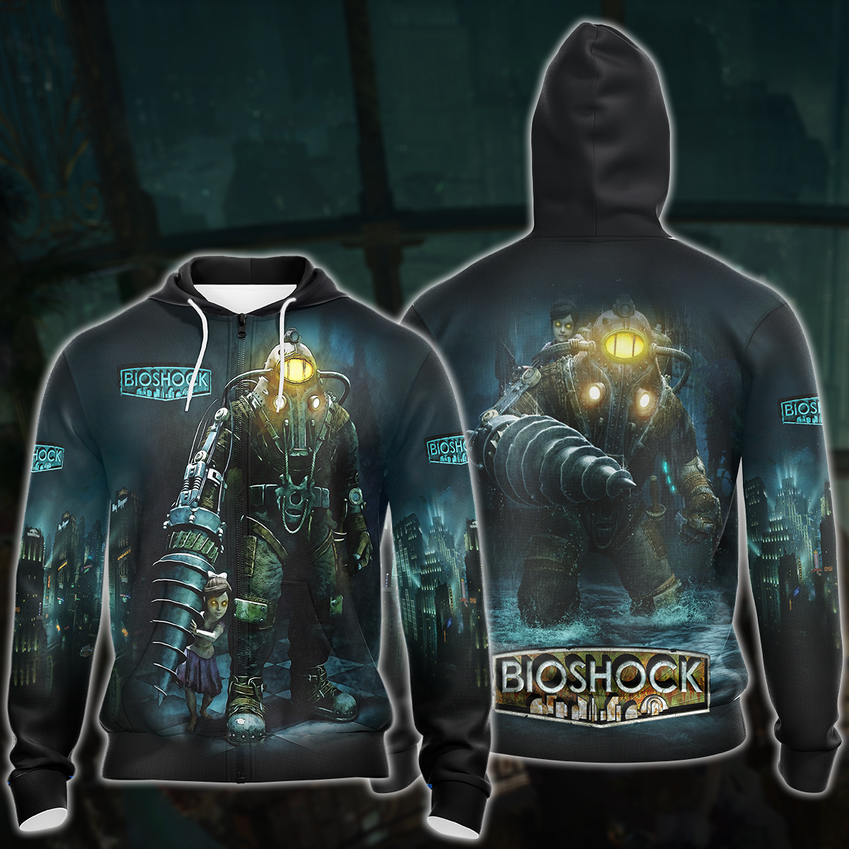 BioShock Video Game All Over Printed T-shirt Tank Top Zip Hoodie Pullover Hoodie Hawaiian Shirt Beach Shorts Joggers Zip Hoodie