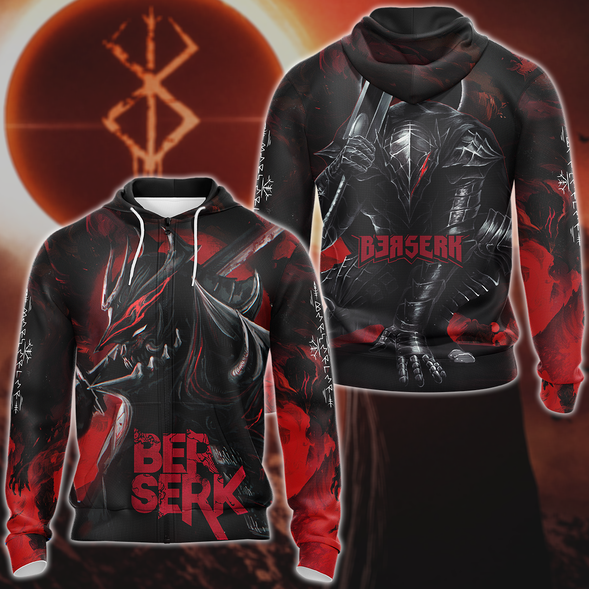Berserk Manga All Over Print T-shirt Tank Top Zip Hoodie Pullover Hoodie Hawaiian Shirt Beach Shorts Jogger Zip Hoodie