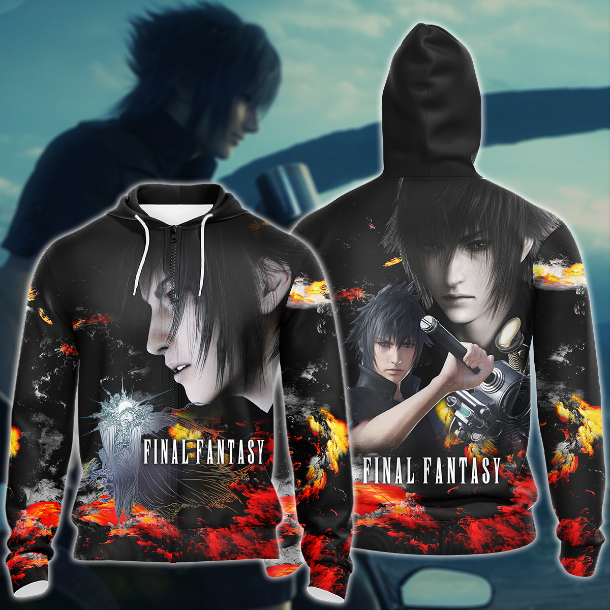 Final Fantasy XV Noctis Video Game 3D All Over Print T-shirt Tank Top Zip Hoodie Pullover Hoodie Hawaiian Shirt Beach Shorts Jogger Zip Hoodie
