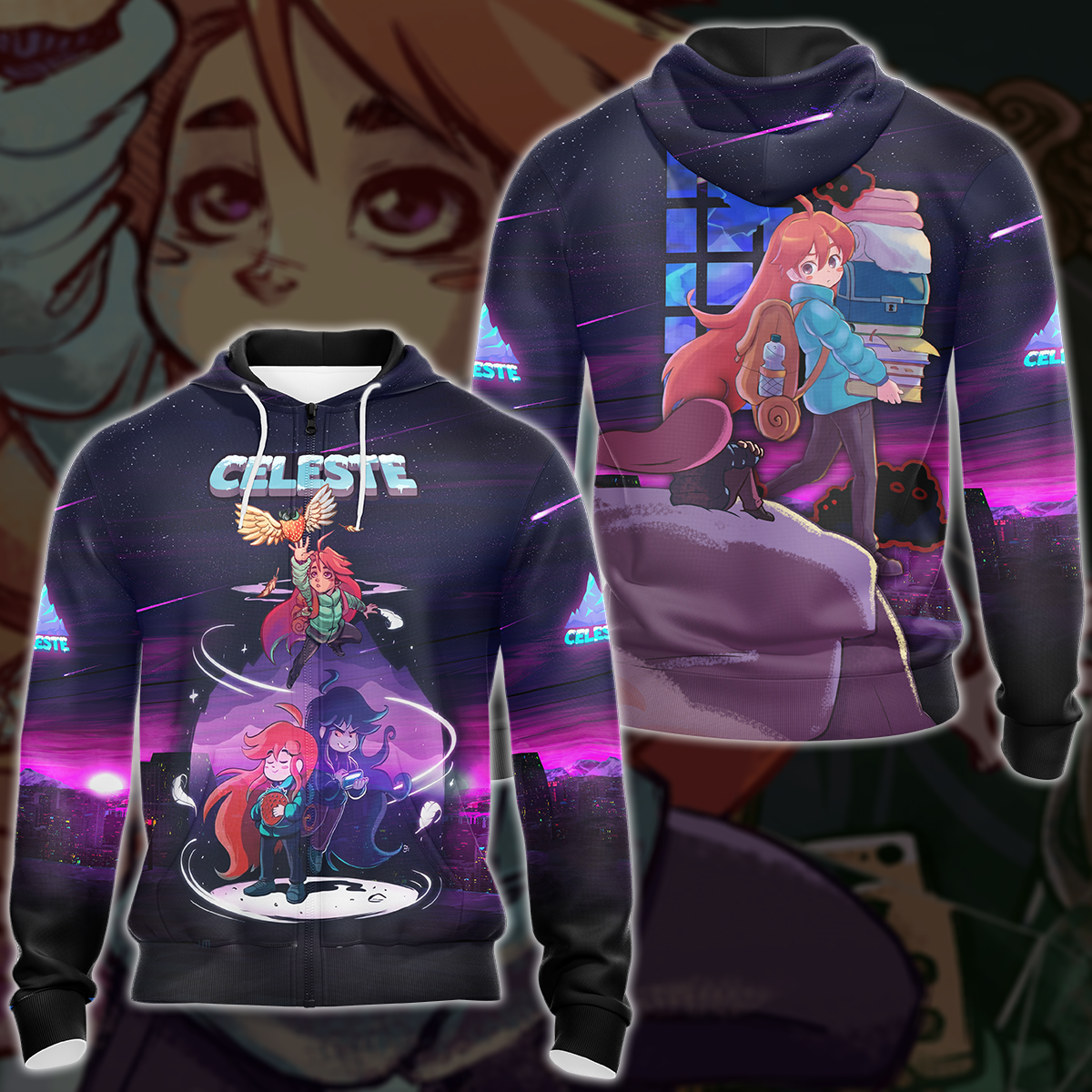 Celeste Video Game 3D All Over Printed T-shirt Tank Top Zip Hoodie Pullover Hoodie Hawaiian Shirt Beach Shorts Jogger Zip Hoodie