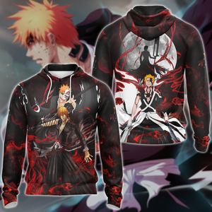 Bleach Ichigo Kurasaki Anime Manga 3D All Over Print T-shirt Tank Top Zip Hoodie Pullover Hoodie Hawaiian Shirt Beach Shorts Jogger Zip Hoodie S 