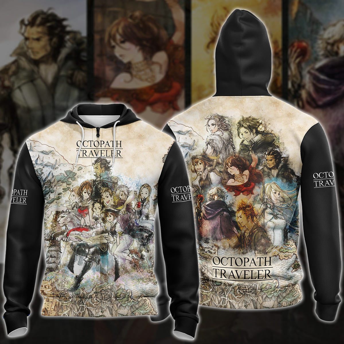 Octopath Traveler 2 Video Game 3D All Over Printed T-shirt Tank Top Zip Hoodie Pullover Hoodie Hawaiian Shirt Beach Shorts Jogger Zip Hoodie