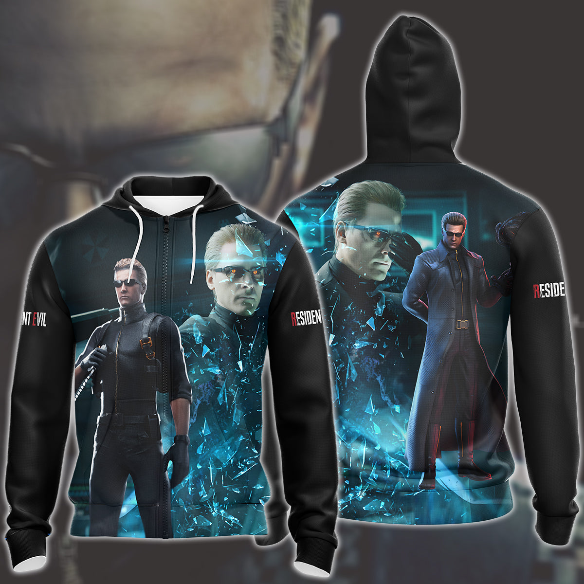 Resident Evil Albert Wesker Video Game All Over Printed T-shirt Tank Top Zip Hoodie Pullover Hoodie Hawaiian Shirt Beach Shorts Joggers