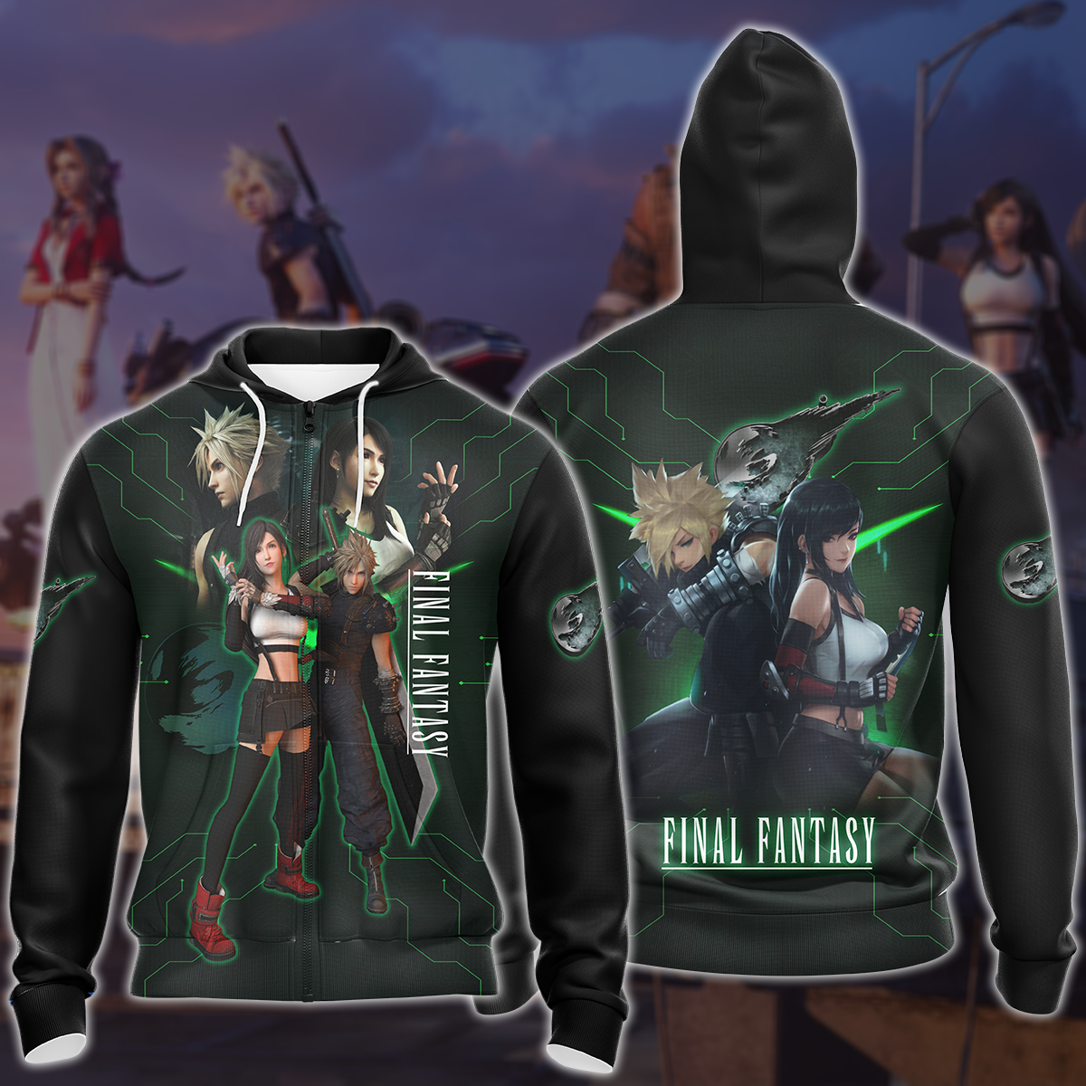 Final Fantasy VII Video Game 3D All Over Printed T-shirt Tank Top Zip Hoodie Pullover Hoodie Hawaiian Shirt Beach Shorts Joggers Zip Hoodie
