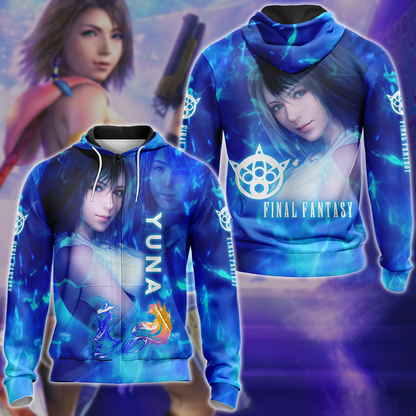 Final Fantasy X Yuna Video Game 3D All Over Print T-shirt Tank Top Zip Hoodie Pullover Hoodie Hawaiian Shirt Beach Shorts Jogger Zip Hoodie