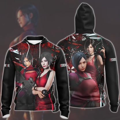 Resident Evil Ada Wong Video Game All Over Printed T-shirt Tank Top Zip Hoodie Pullover Hoodie Hawaiian Shirt Beach Shorts Joggers