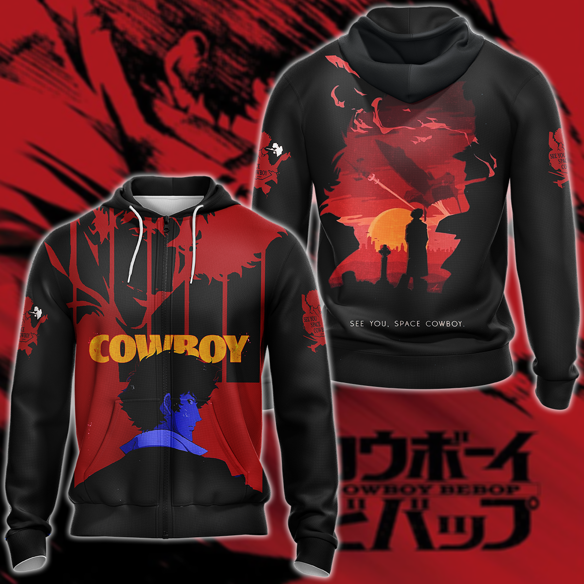 Cowboy Bebop 3D All Over Print T-shirt Tank Top Zip Hoodie Pullover Hoodie Hawaiian Shirt Beach Shorts Jogger Zip Hoodie
