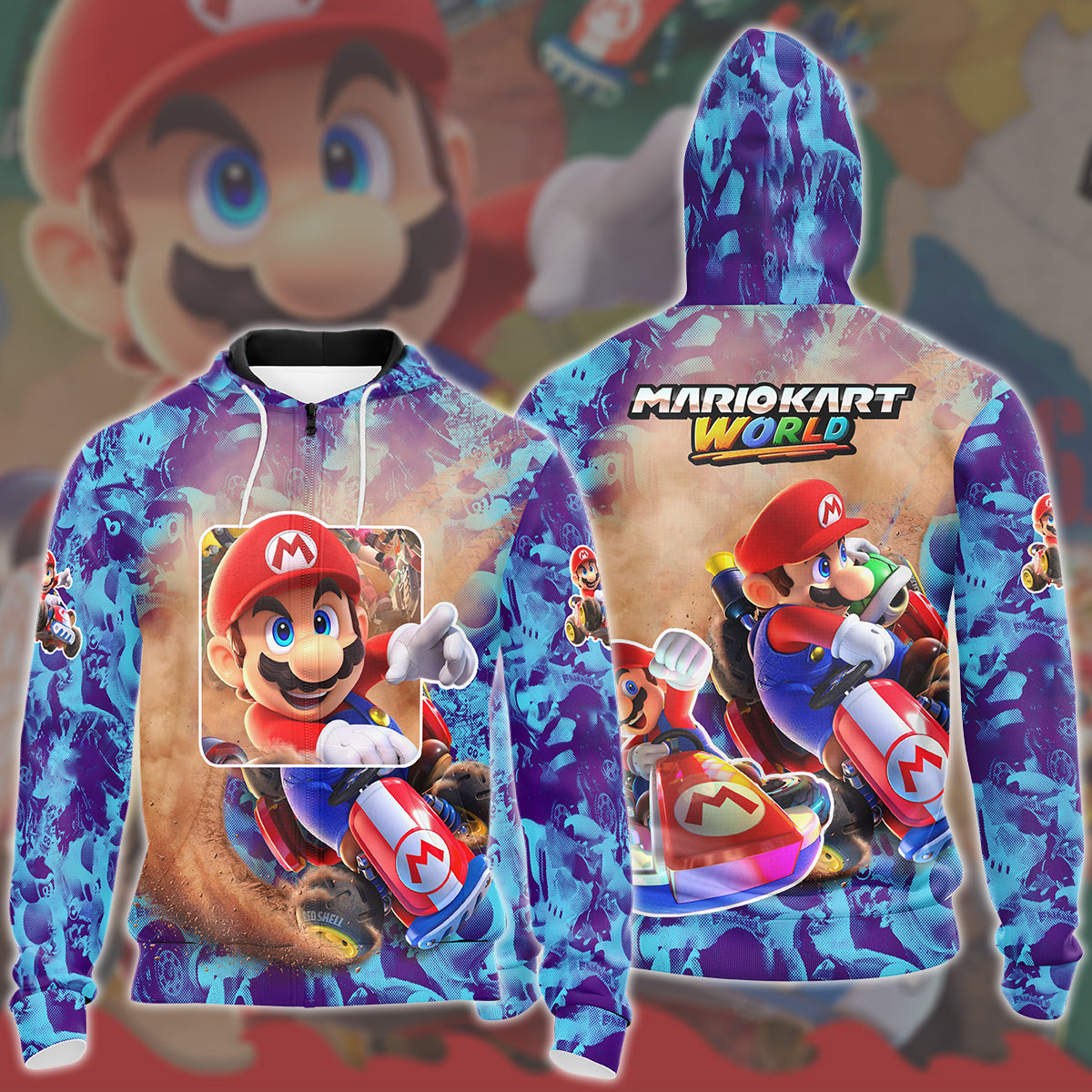 Mario Kart World Video Game All Over Printed T-shirt Tank Top Zip Hoodie Pullover Hoodie Hawaiian Shirt Beach Shorts Joggers Zip Hoodie