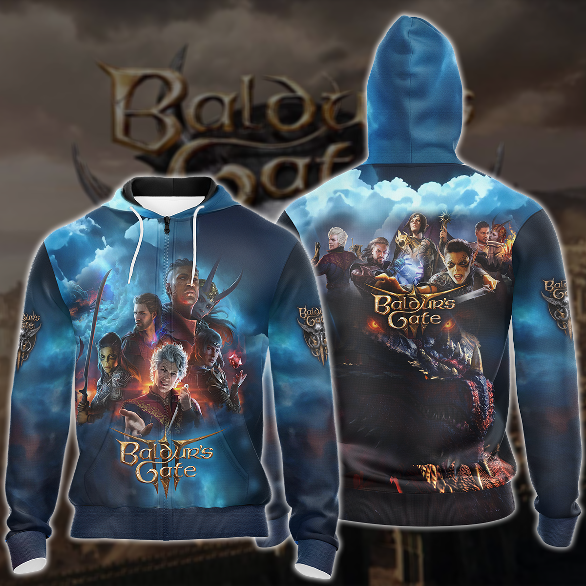 Baldur's Gate 3 Video Game All-Over T-shirt Hoodie Tank Top Hawaiian Shirt Beach Shorts Joggers Zip Hoodie